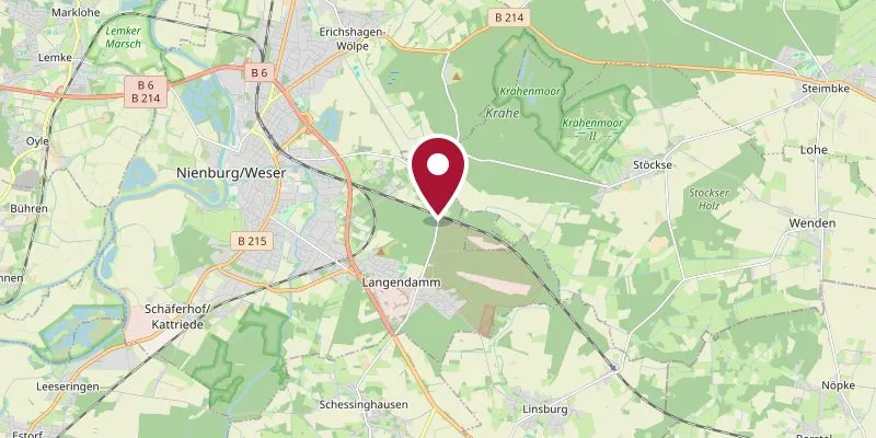 Kartenausschnitt der Region Nienburg/Weser mit dem ungefähren Standort von Defli Gebäudeservice
